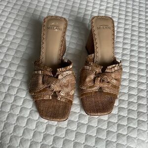 Antonio Melani Brown Textured Bow Mules